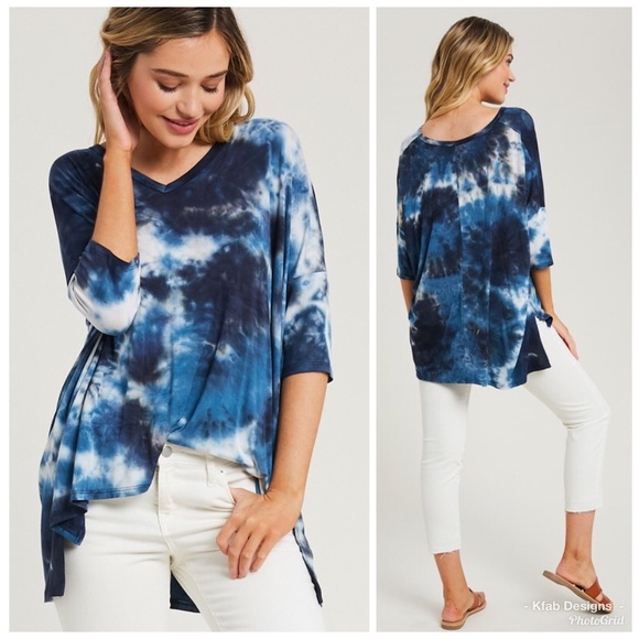 Tops - ❤️LAST 1! Navy Tie Dye Dolman Top!